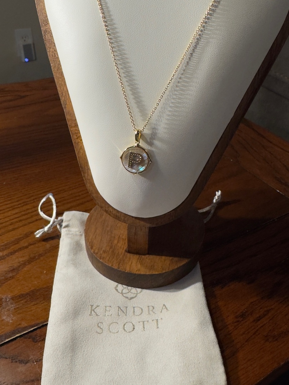Kendra Scott Gold Mother-of-Pearl 'P' Initial Pendant Necklace